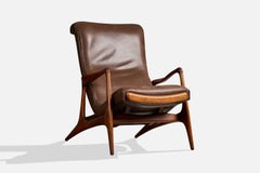 Vladimir Kagan, sillón, piel, nogal, EE. UU., década de 1950