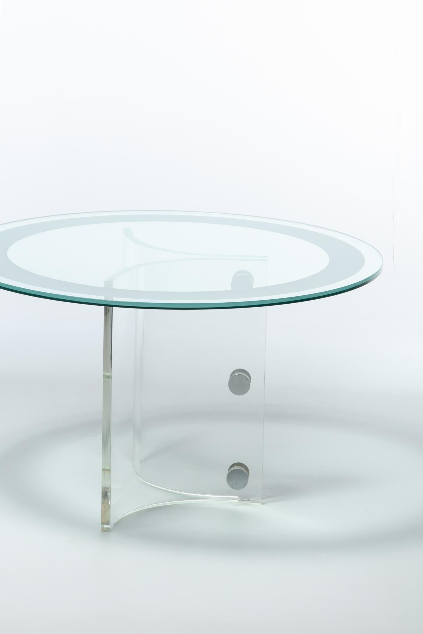 Américain Table de salle à manger ou de centre en verre et Lucite de Vladimir Kagan, vers 1970 en vente