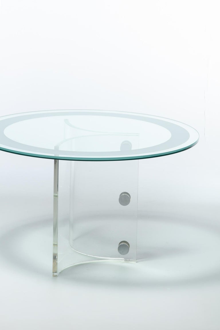 American Vladimir Kagan Lucite & Glass Dining or Center Table, c. 1970s For Sale
