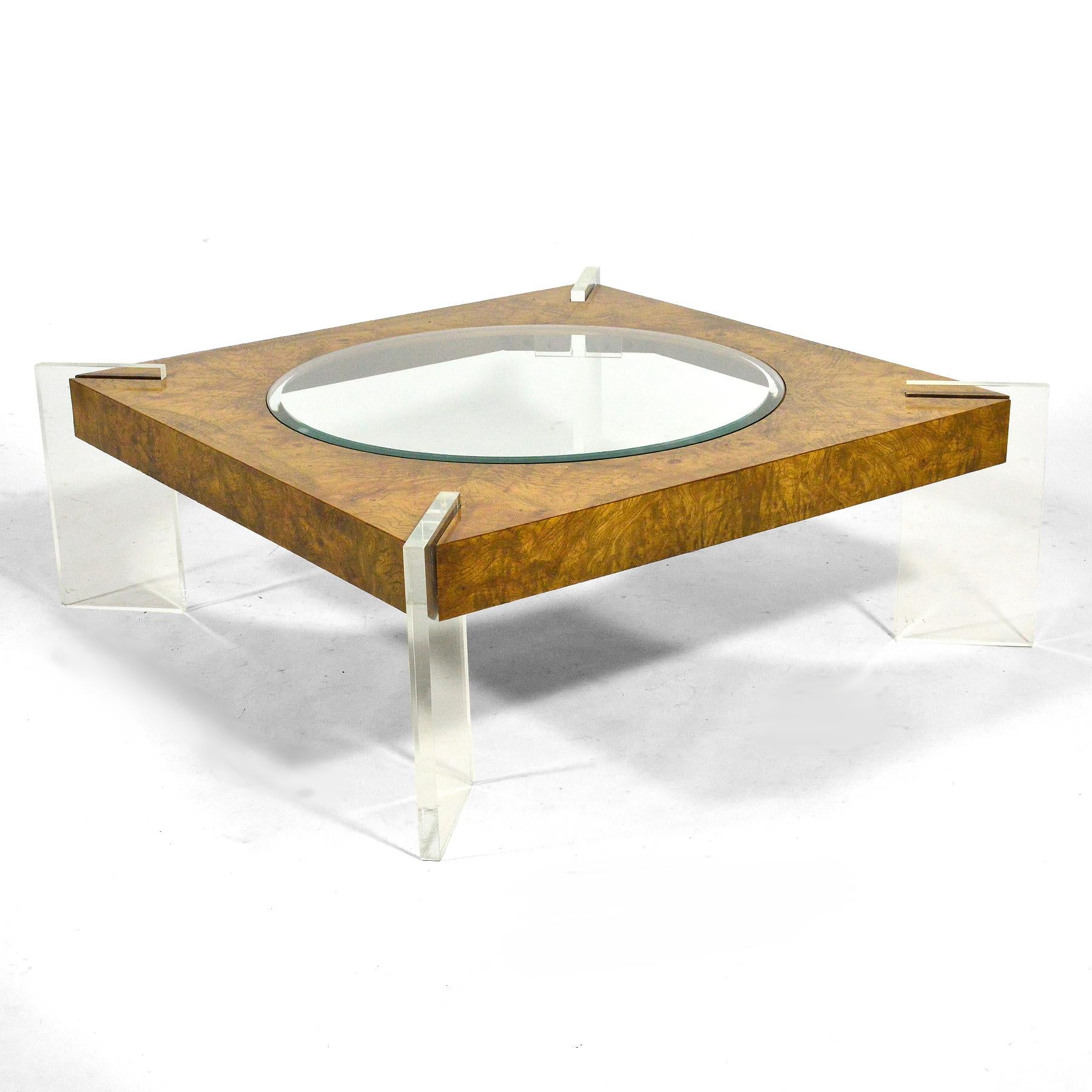 Vladimir Kagan Lucite Leg Coffee Table In Good Condition In Highland, IN
