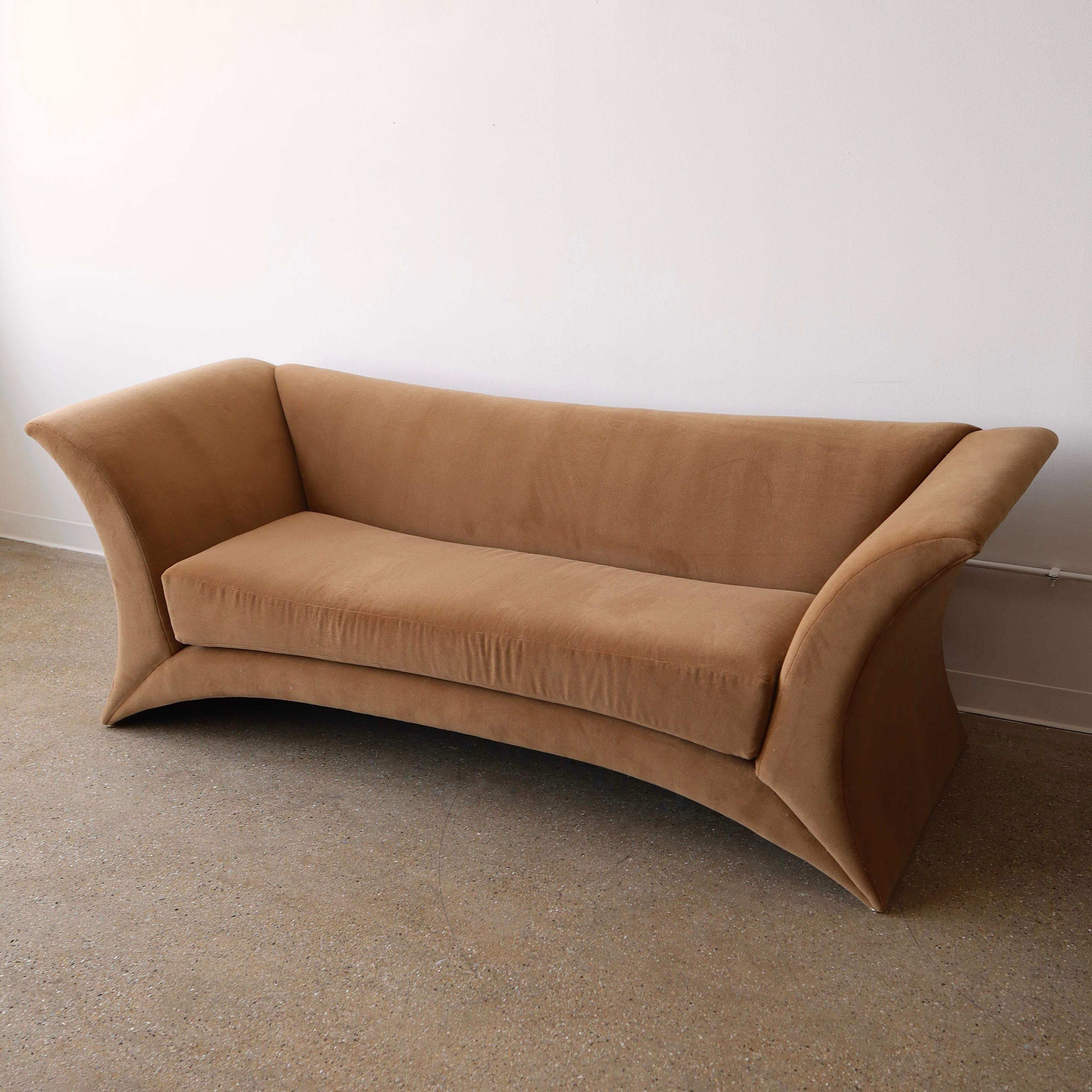 c. 1980s for Directional, fully restored in a wool velvet. Excellent condition 


