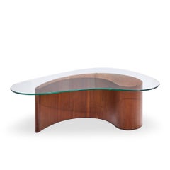 Vladimir Kagan Mid Century Apostrophe Comma Walnut and Glass Coffee Table