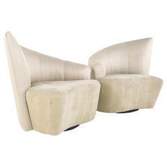 Vladimir Kagan Mid Century Bilbao Swivel Lounge Chairs, a Pair