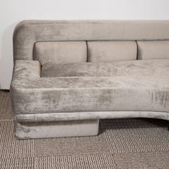 Vladimir Kagan "Stratum Tangent" Sofa in Platinum Velvet with Lucite Legs