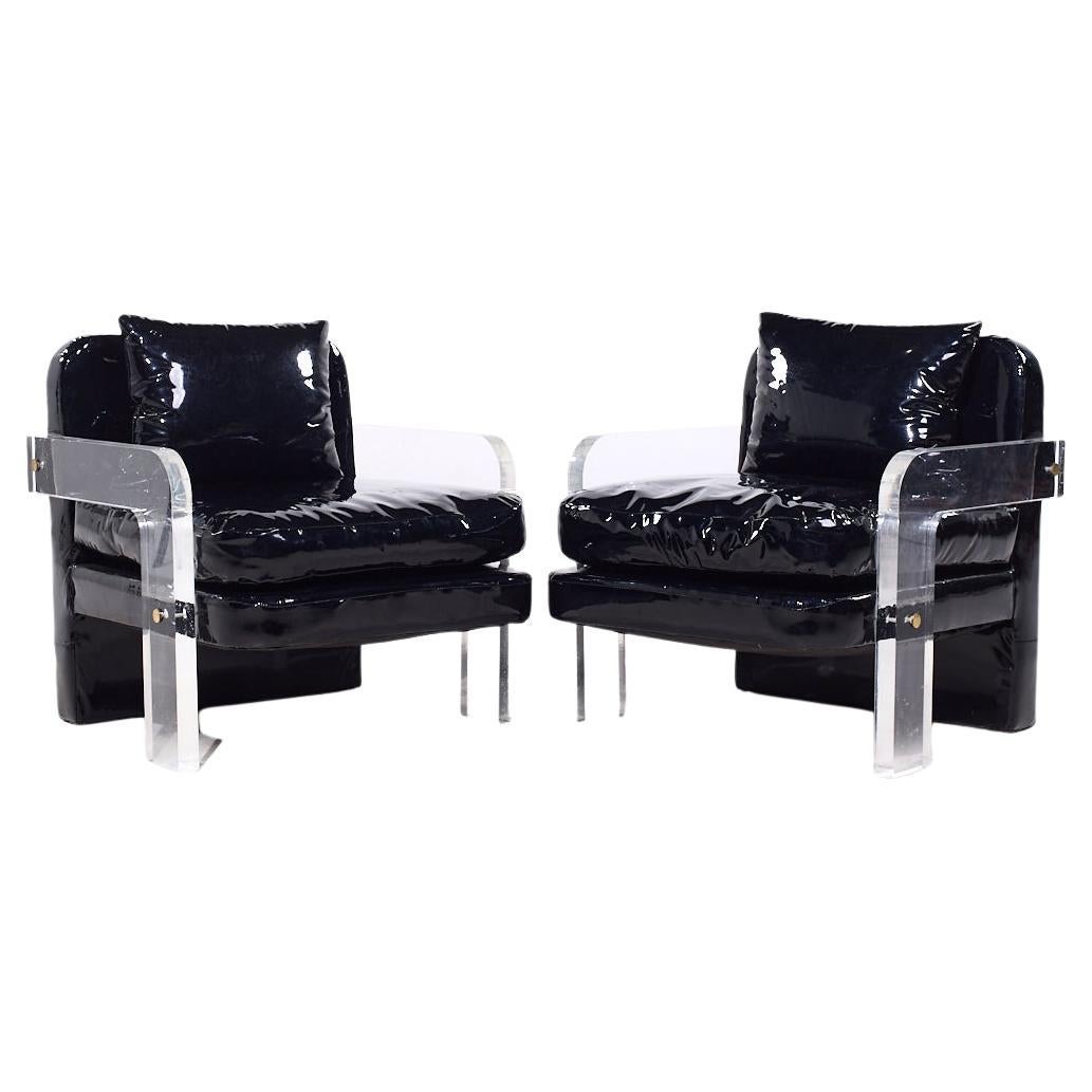 Vladimir Kagan Mid Century Lucite Lounge Chairs - Pair