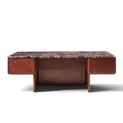Scrivania direzionale con piano in marmo "Mid Century" di Vladimir Kagan