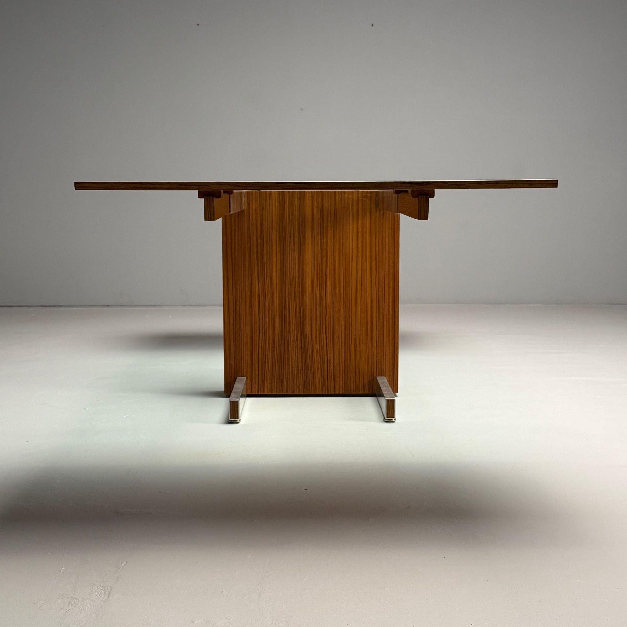 Vladimir Kagan, table de salle à manger moderne du milieu du siècle, bois zébré et verre, États-Unis, 1967 en vente 6