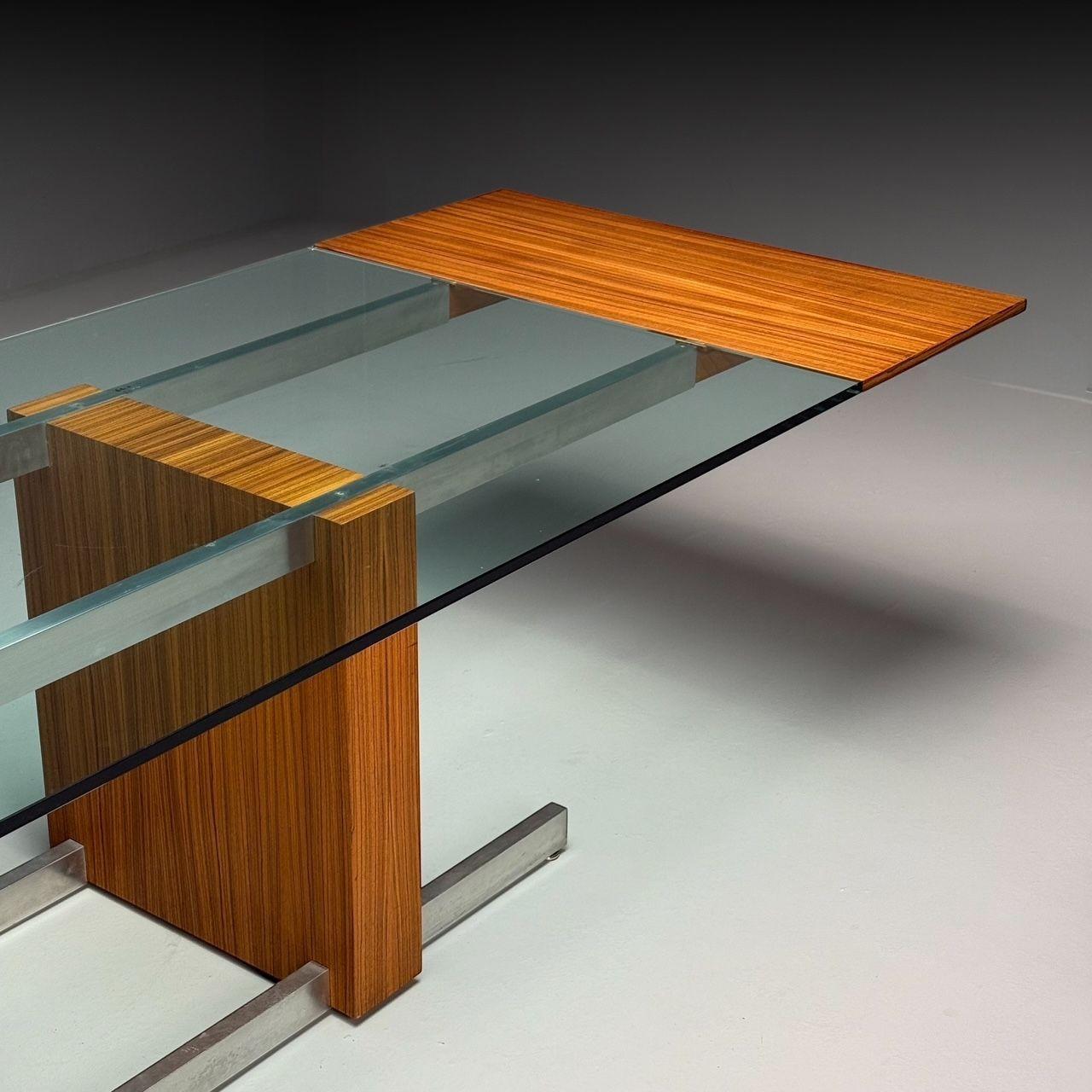 Vladimir Kagan, table de salle à manger moderne du milieu du siècle, bois zébré et verre, États-Unis, 1967 Bon état - En vente à Manhasset, NY