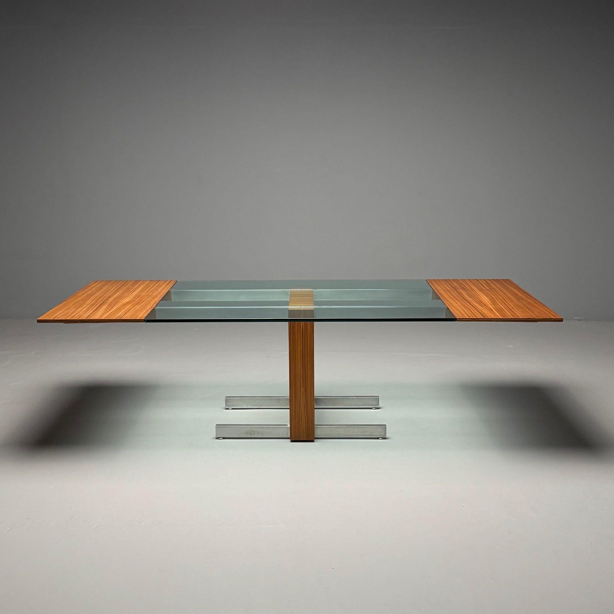 Milieu du XXe siècle Vladimir Kagan, table de salle à manger moderne du milieu du siècle, bois zébré et verre, États-Unis, 1967 en vente