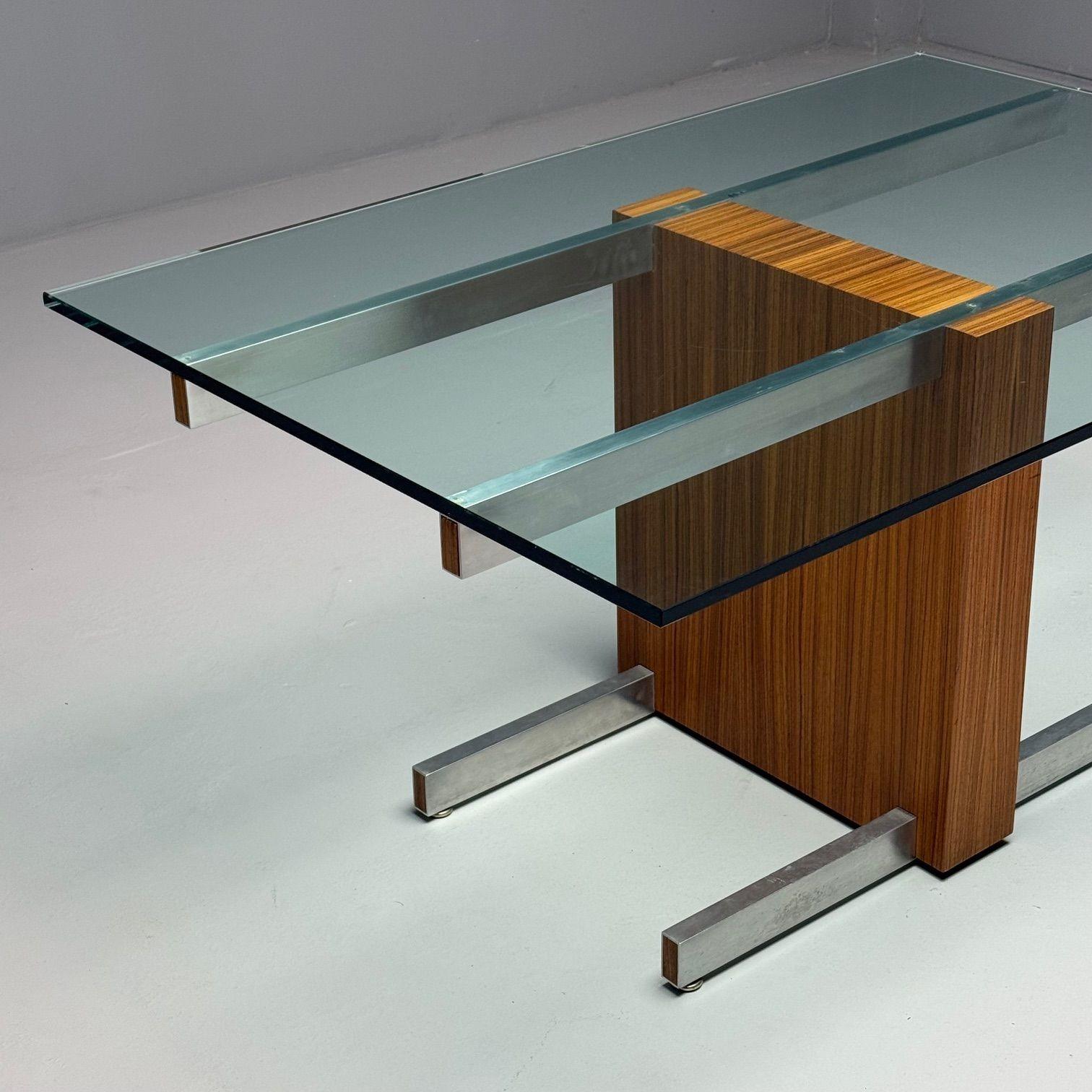 Vladimir Kagan, table de salle à manger moderne du milieu du siècle, bois zébré et verre, États-Unis, 1967 en vente 1