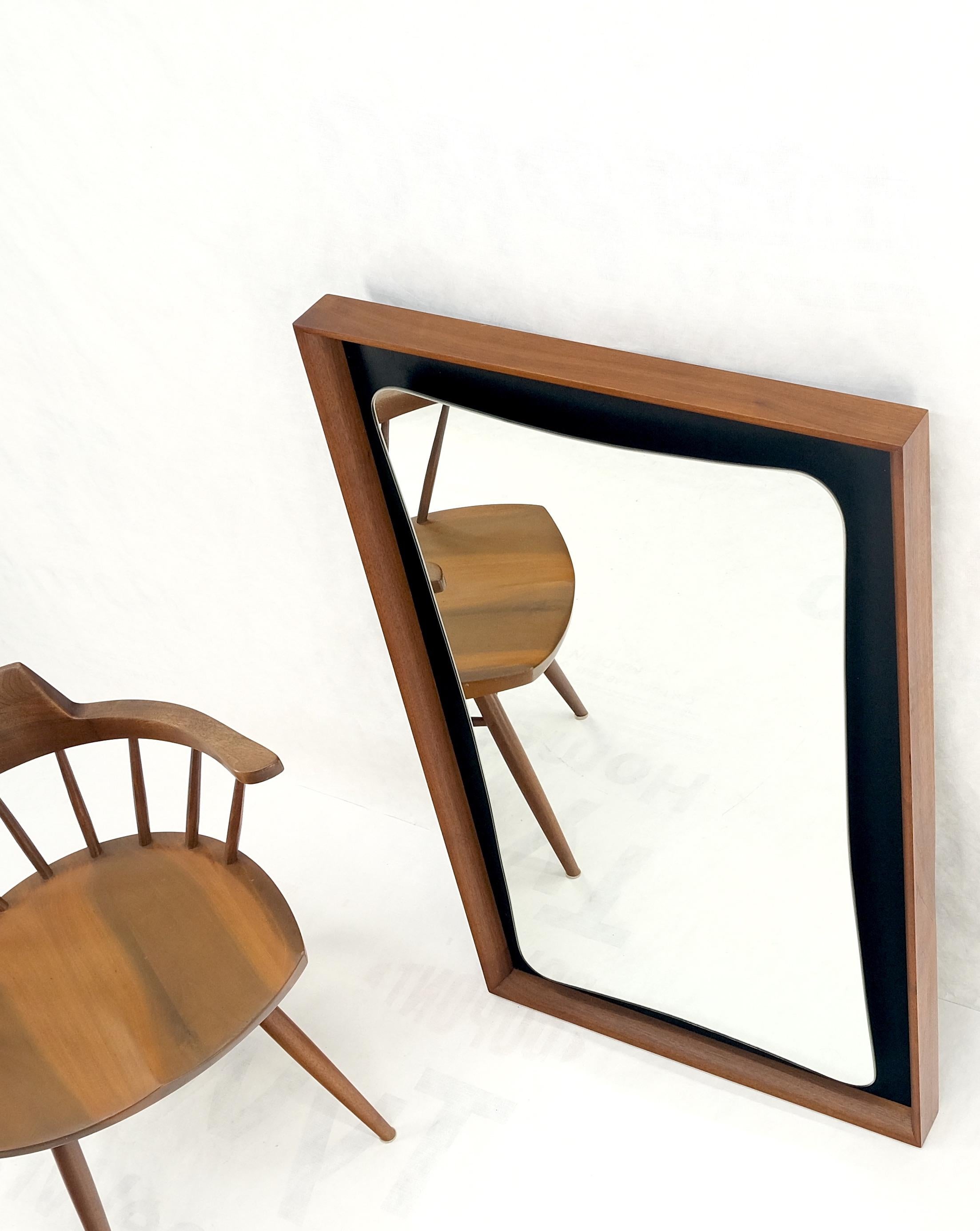 Large Oiled Walnut Frame Mid-Century Modern Wall Mirror Mint For Sale 6