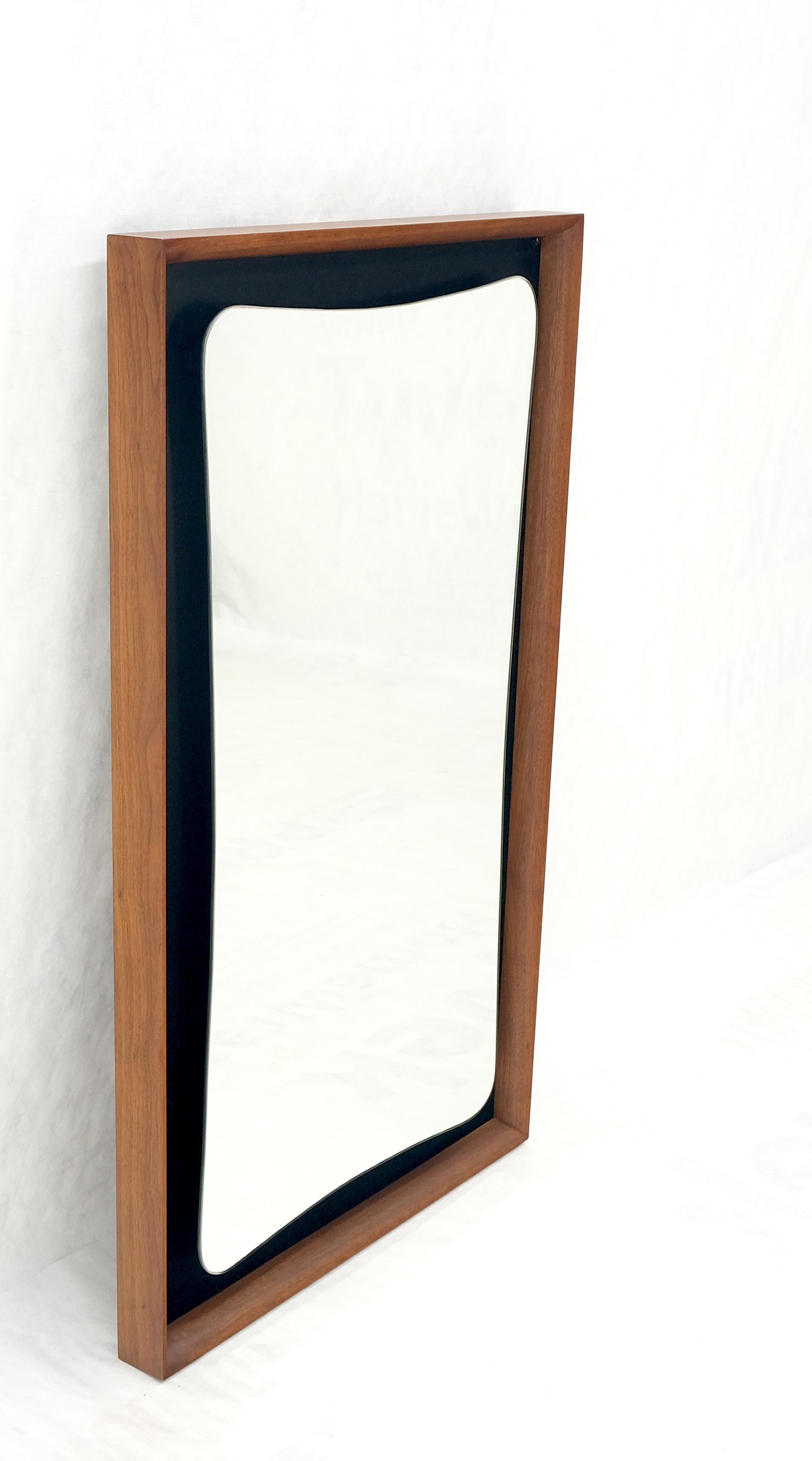 Large Oiled Walnut Frame Mid-Century Modern Wall Mirror Mint For Sale 3