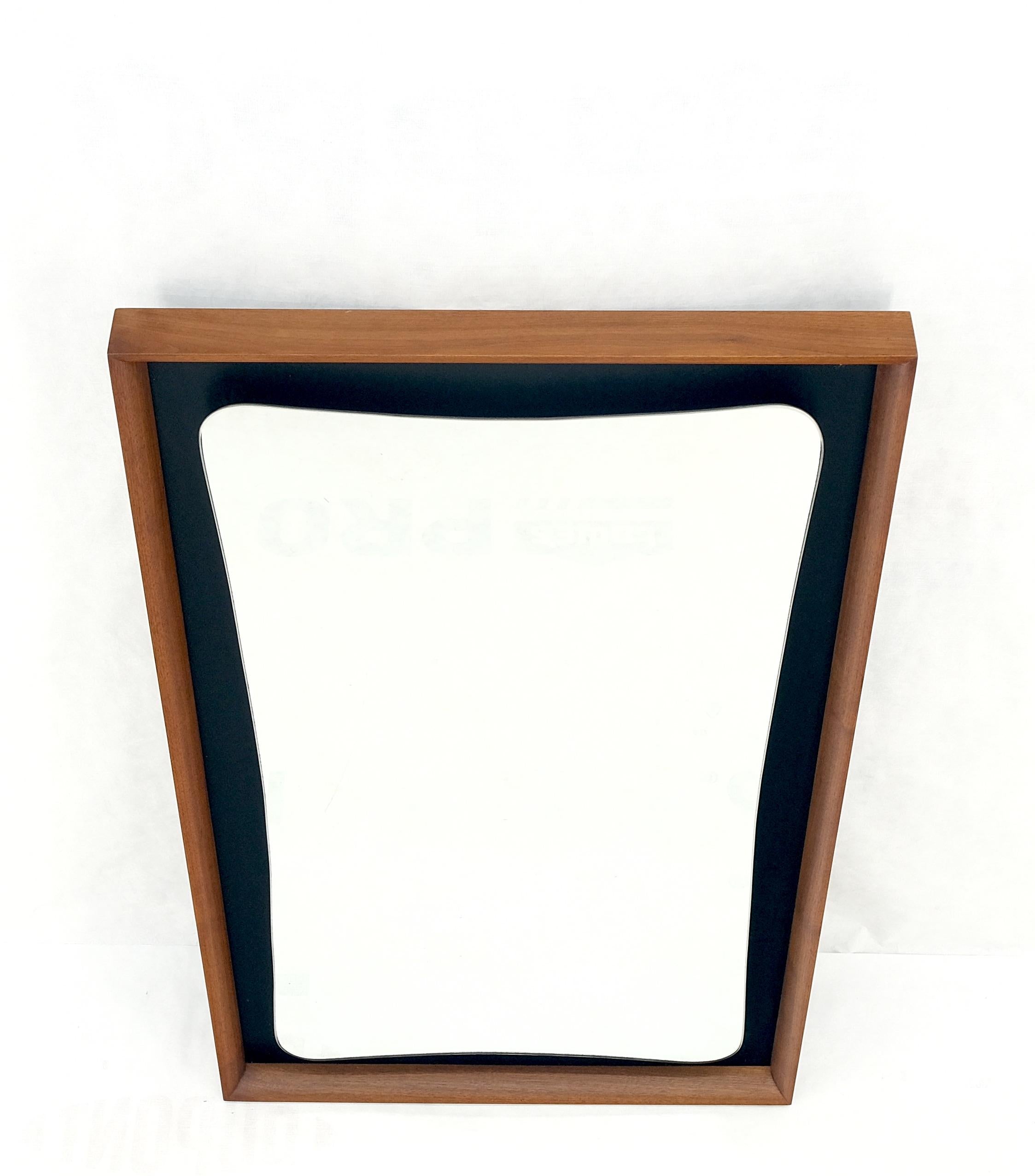 Large Oiled Walnut Frame Mid-Century Modern Wall Mirror Mint For Sale 4