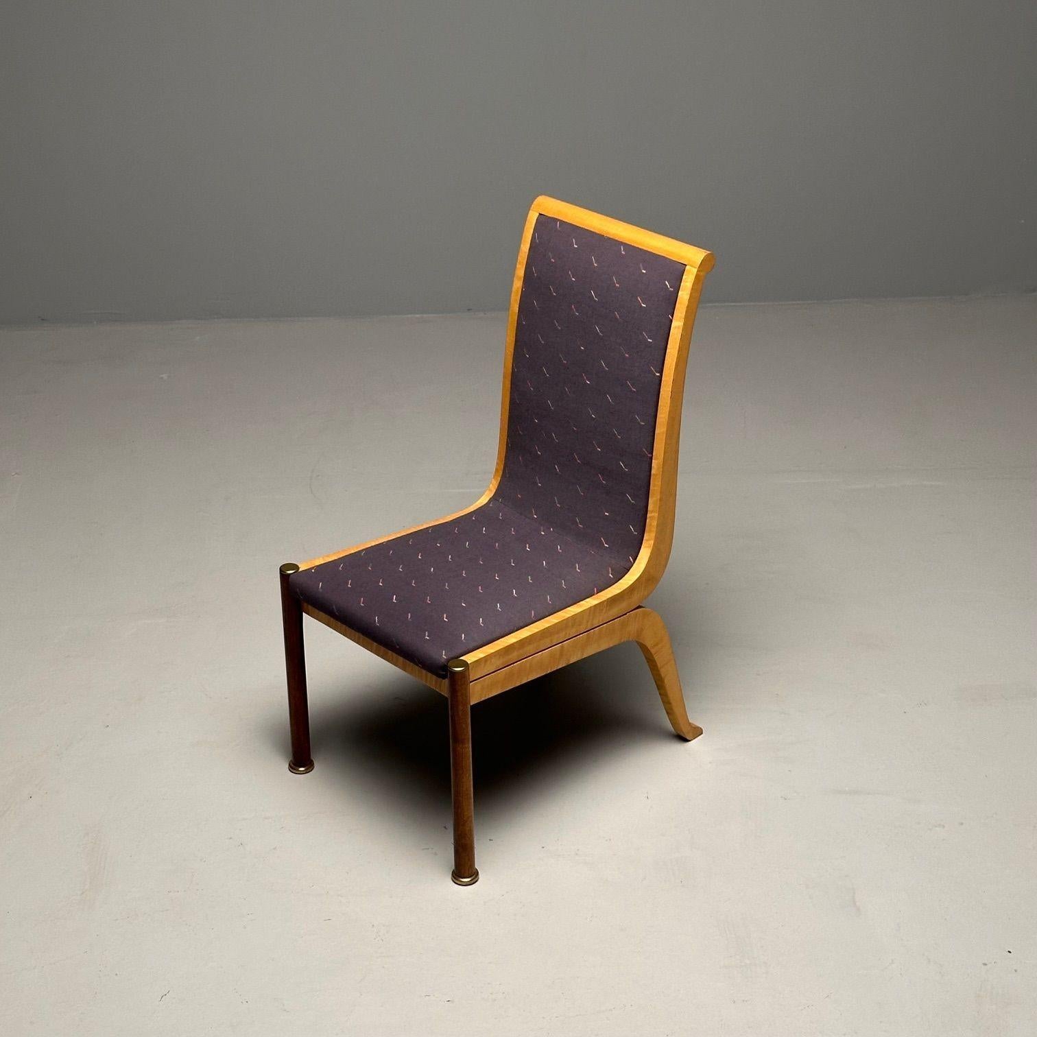 Vladimir Kagan, Mid-Century, Six Dining Chairs, Birdseye Maple, Brass, 1983 For Sale 1