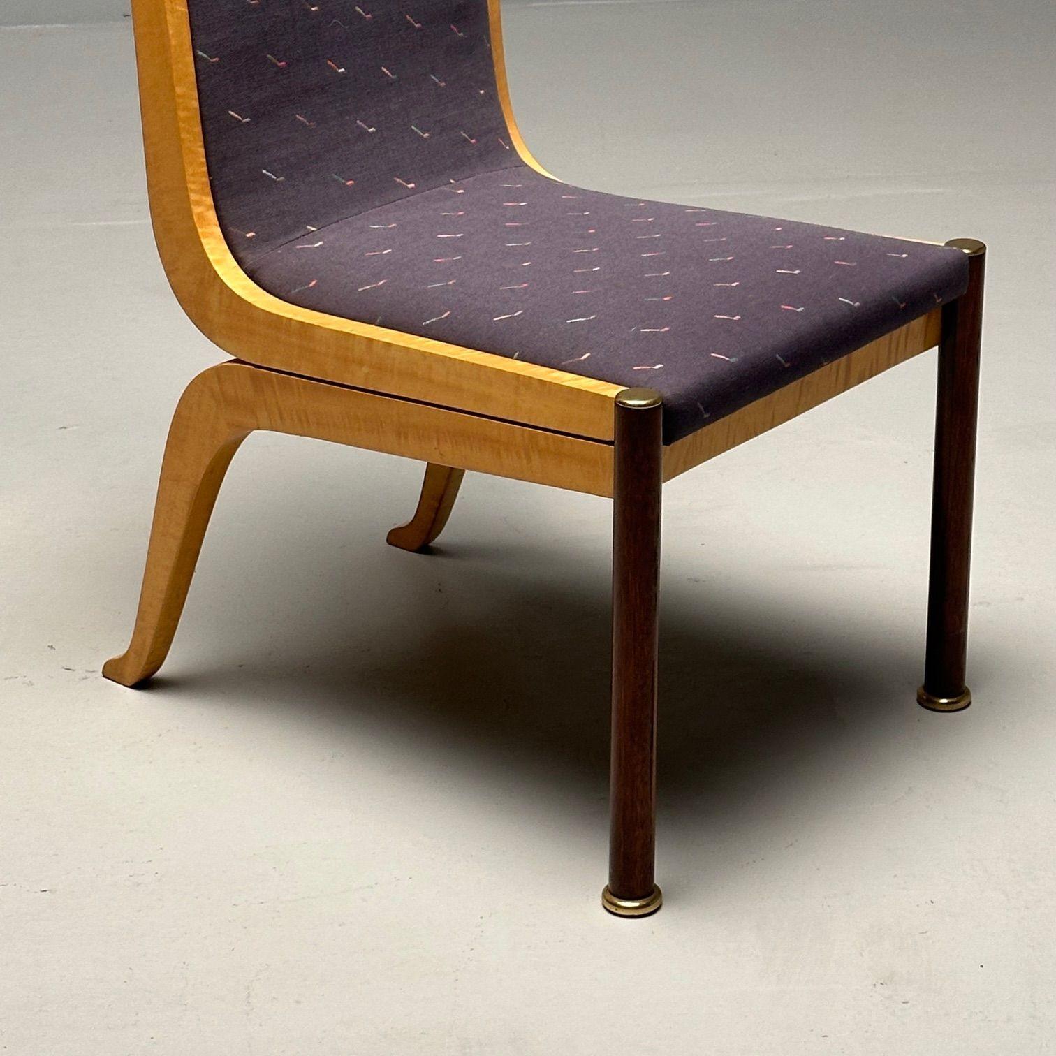 Vladimir Kagan, Mid-Century, Six Dining Chairs, Birdseye Maple, Brass, 1983 For Sale 3