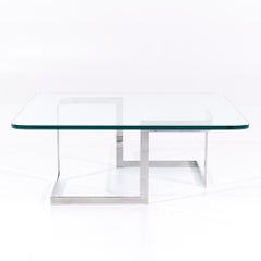 Vladimir Kagan Mid Century Steel and Glass Infinity Coffee Table