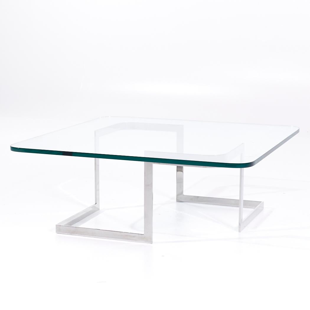 Mid-Century Modern Table basse infinie Vladimir Kagan du milieu du siècle dernier en acier et verre en vente