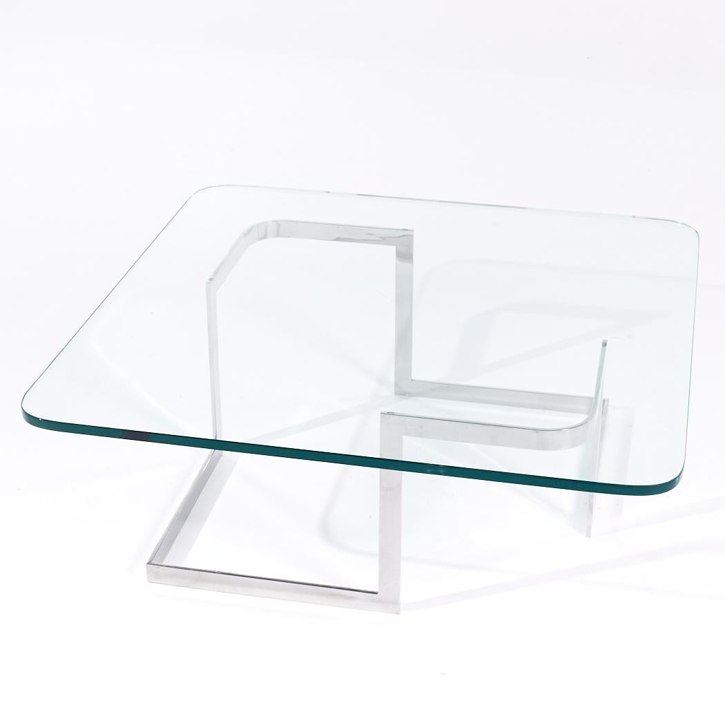 Américain Table basse infinie Vladimir Kagan du milieu du siècle dernier en acier et verre en vente