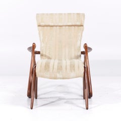 Vladimir Kagan Mid Century Two Position Contour Walnut Rocking Chair and Ottoman