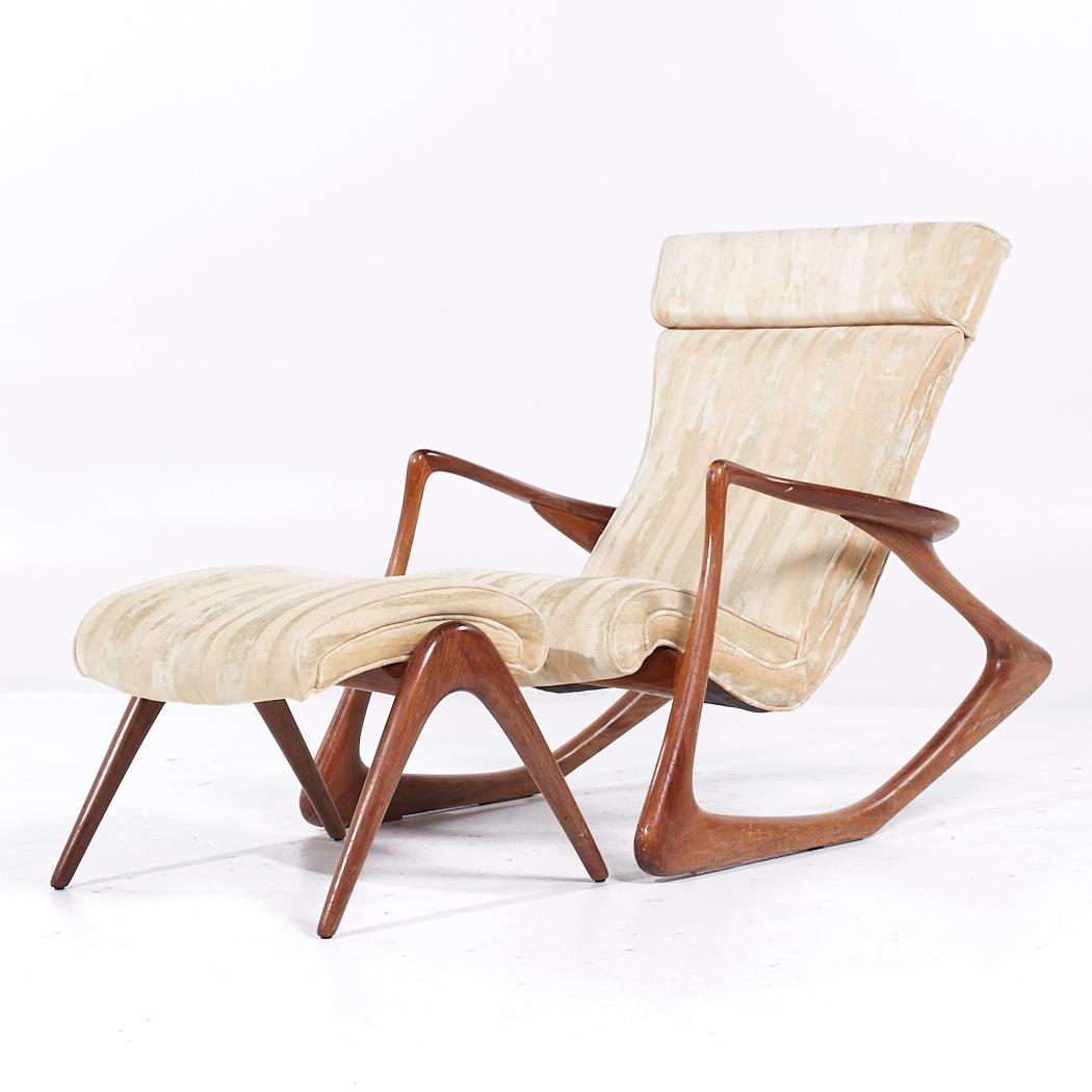 Mid-Century Modern Vladimir Kagan Mid Century Two Position Contour Walnut Rocking Chair and Ottoman For Sale
