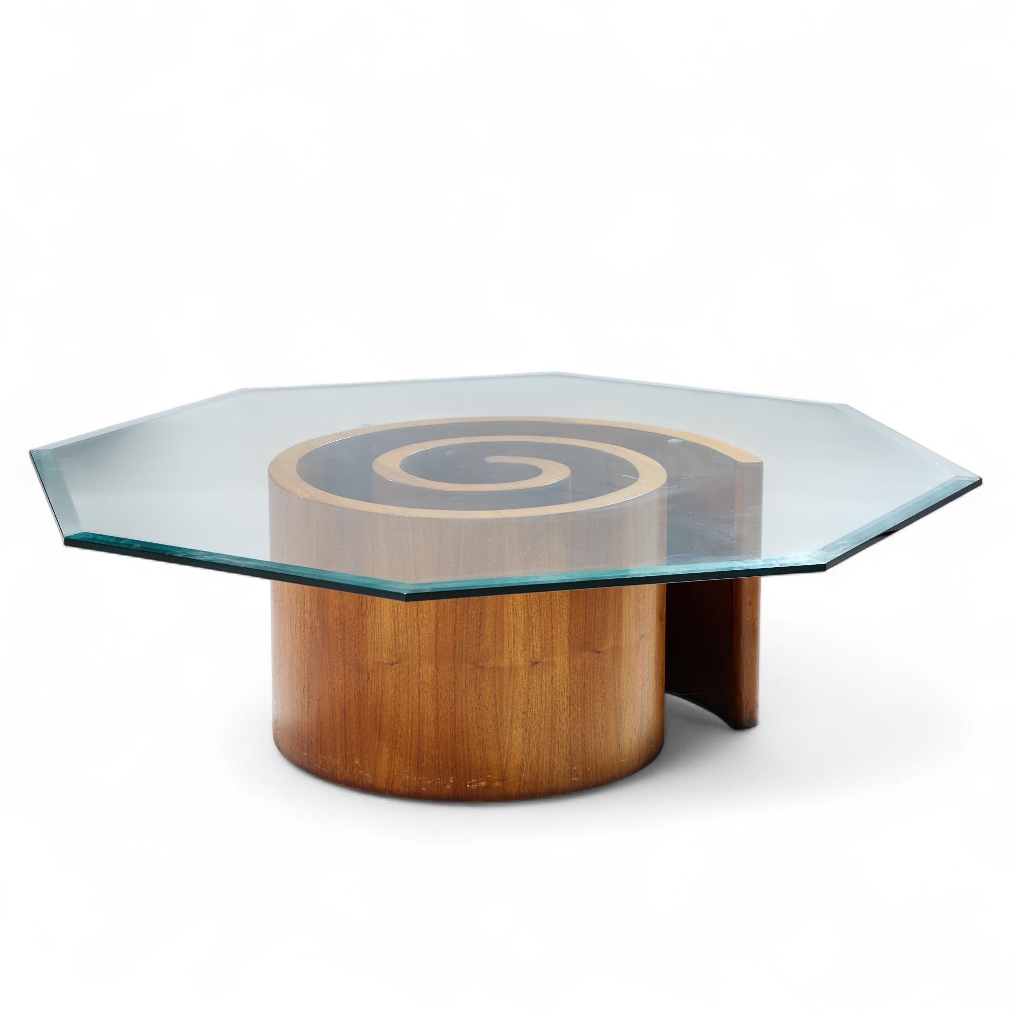 20th Century Vladimir Kagan Mid Century Walnut Snail Coffee Table For Sale