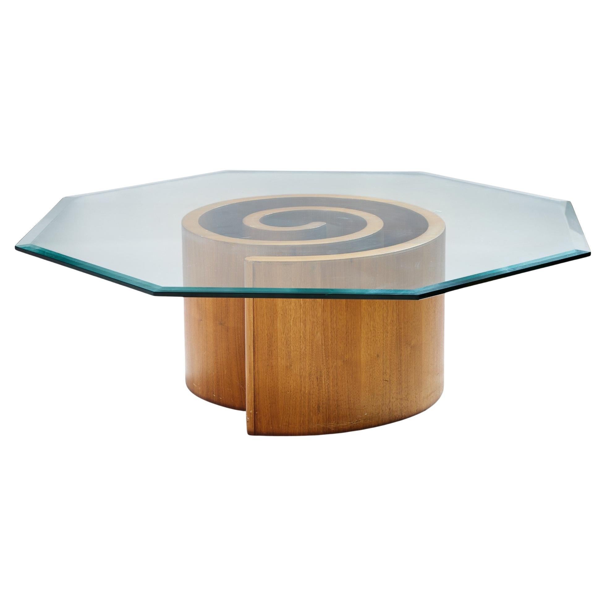 Vladimir Kagan Mid Century Walnut Snail Coffee Table For Sale