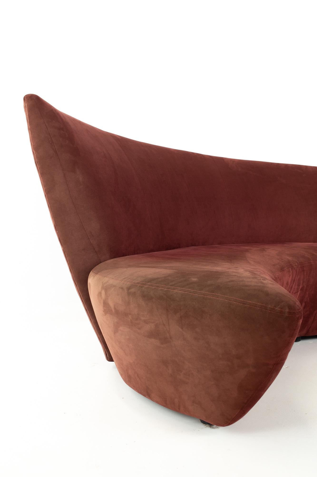Upholstery Vladimir Kagan Mid Century Maroon Bilbao Sofa