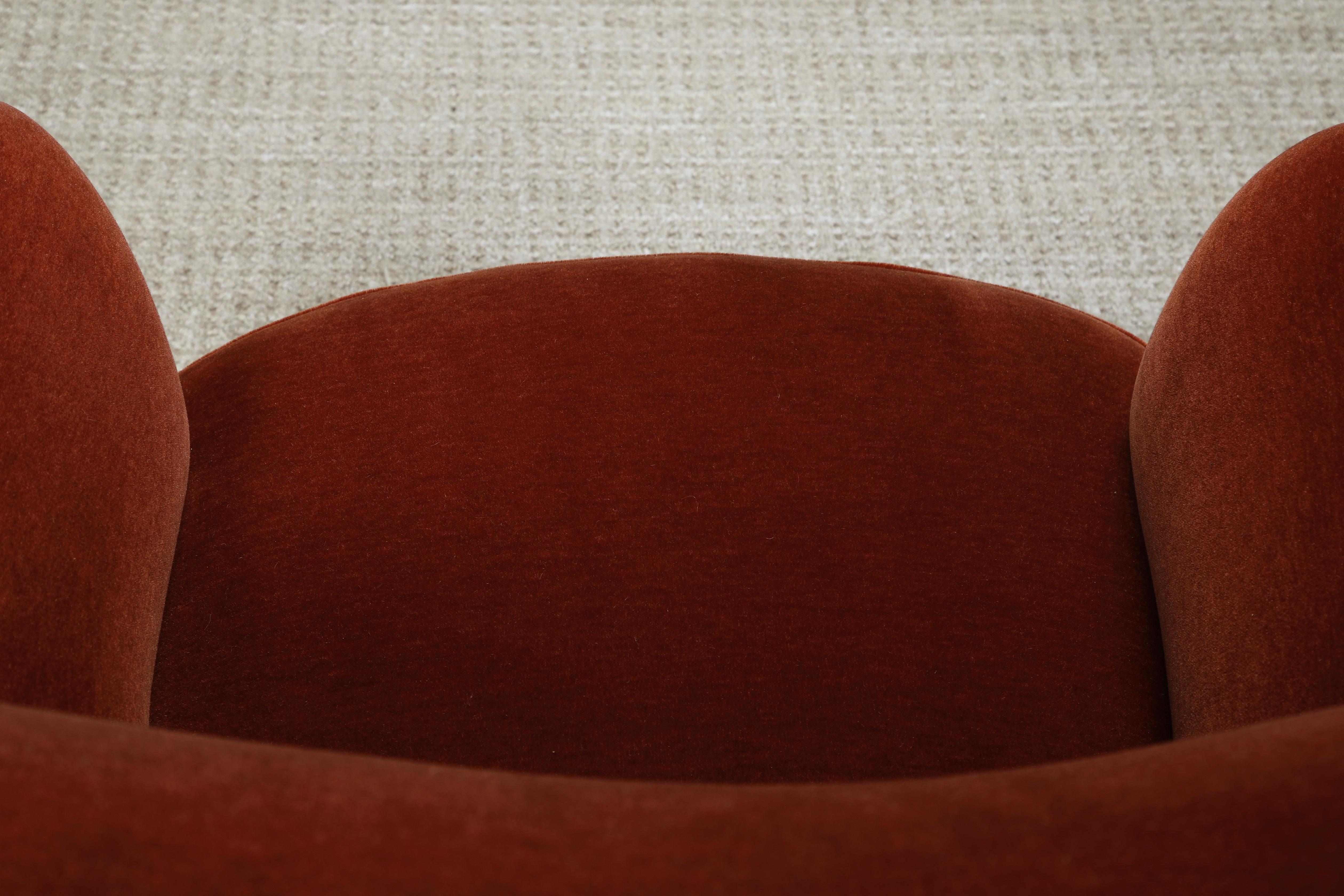 Vladimir Kagan Model #100A Barrel Lounge Chair in Velvet, c. 1973, Signed 11