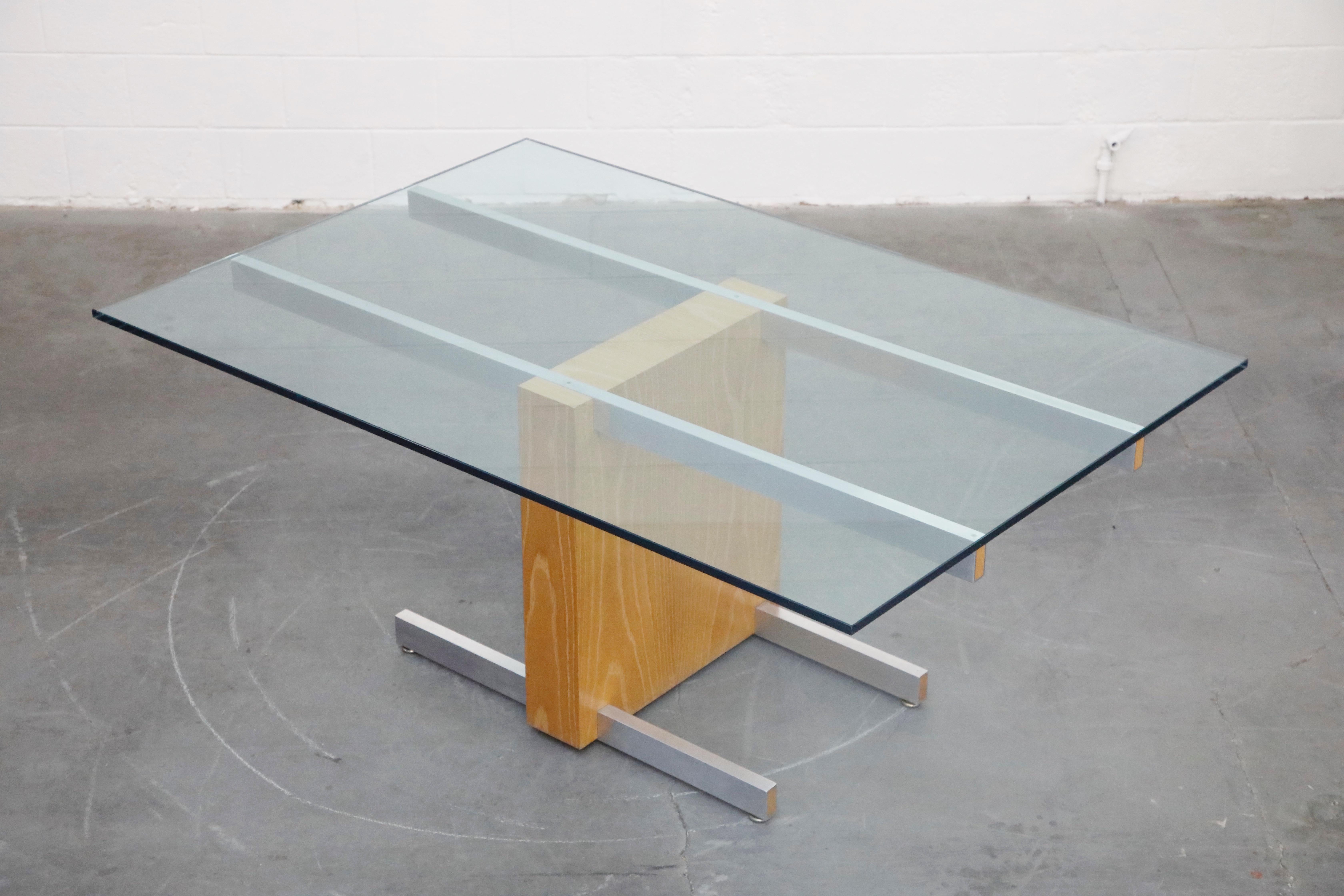 Vladimir Kagan Model 6705 Glass-Top Extension Dining Table, 1967, Signed In Good Condition In Los Angeles, CA
