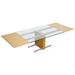 Table de salle à manger à rallonge en verre:: modèle 6705 de Vladimir Kagan:: 1967:: Signé