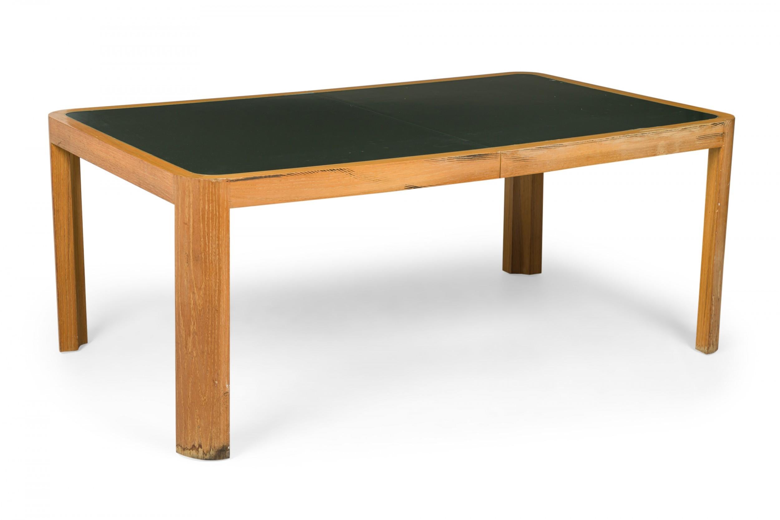 Vladimir Kagan Modern Green Formica and Blond Wood Veneer Extension Dining Table For Sale 1