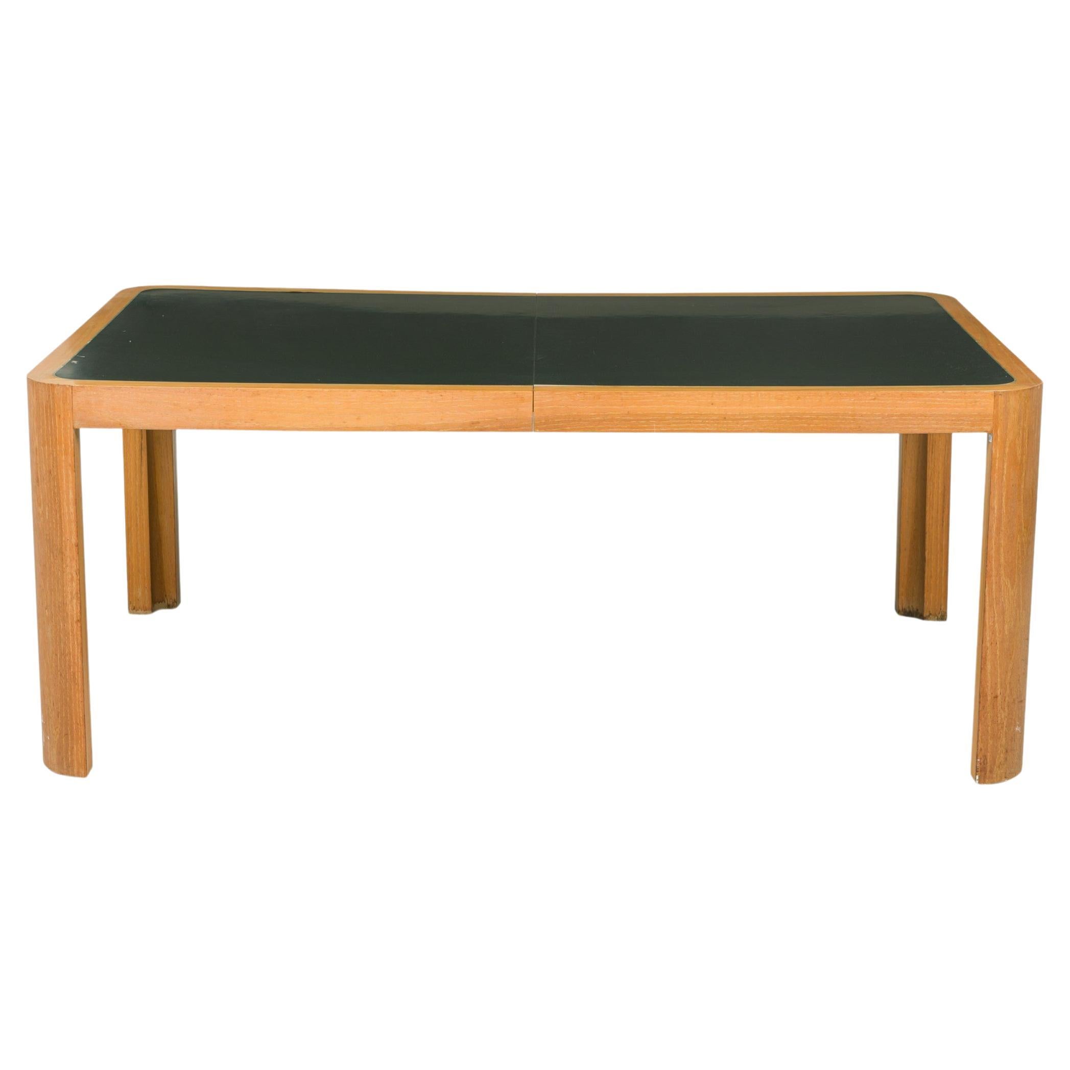 Vladimir Kagan Modern Green Formica and Blond Wood Veneer Extension Dining Table