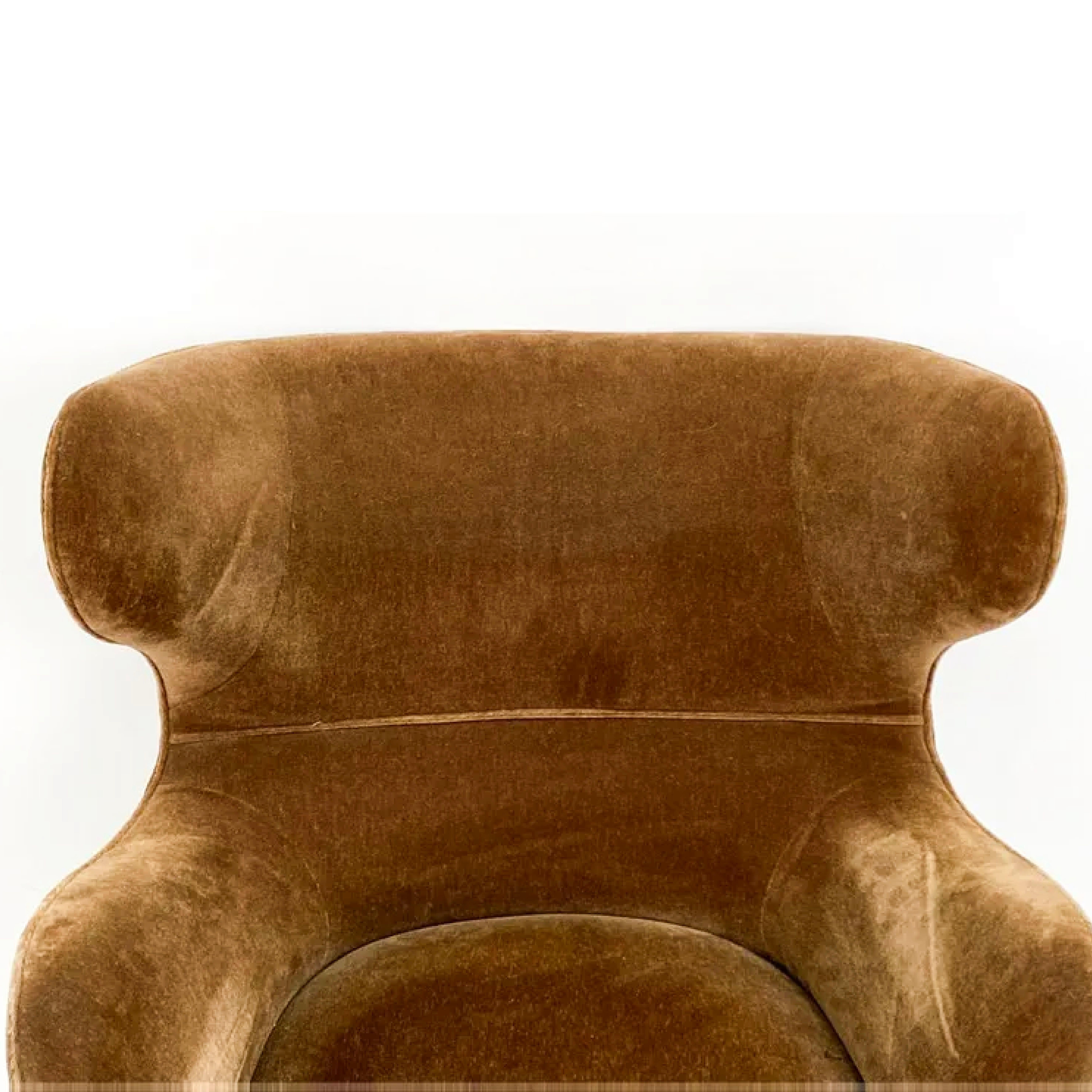 Vladimir Kagan 100C-S Mohair Wing Chair & 100BF Barrel Ottoman, Polished Nickel For Sale 2