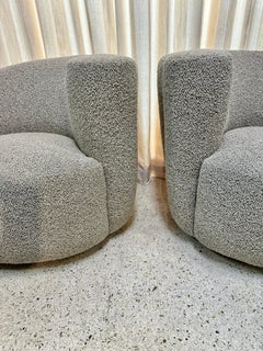 Vladimir Kagan Nautilus/ Corkscrew Swivel Chairs for Directional in Bouclé, PAIR