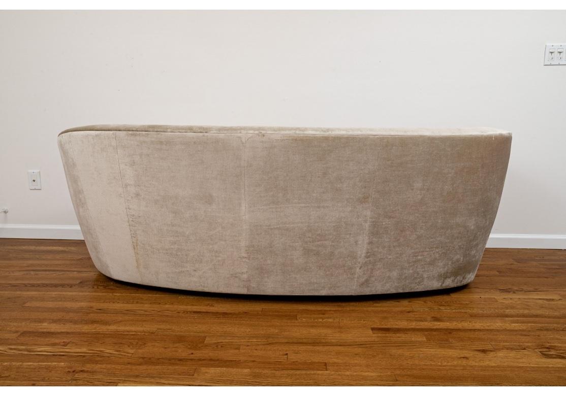 Modern Shell Form Sofa after Vladimir Kagan in Dove Grey In Fair Condition For Sale In Bridgeport, CT