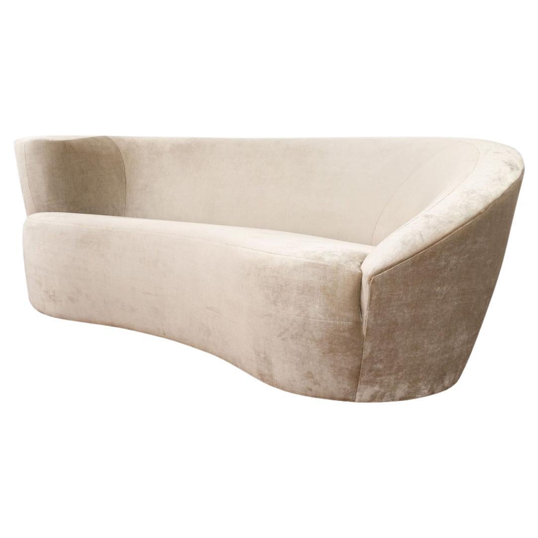 Modern Shell Form Sofa after Vladimir Kagan in Dove Grey