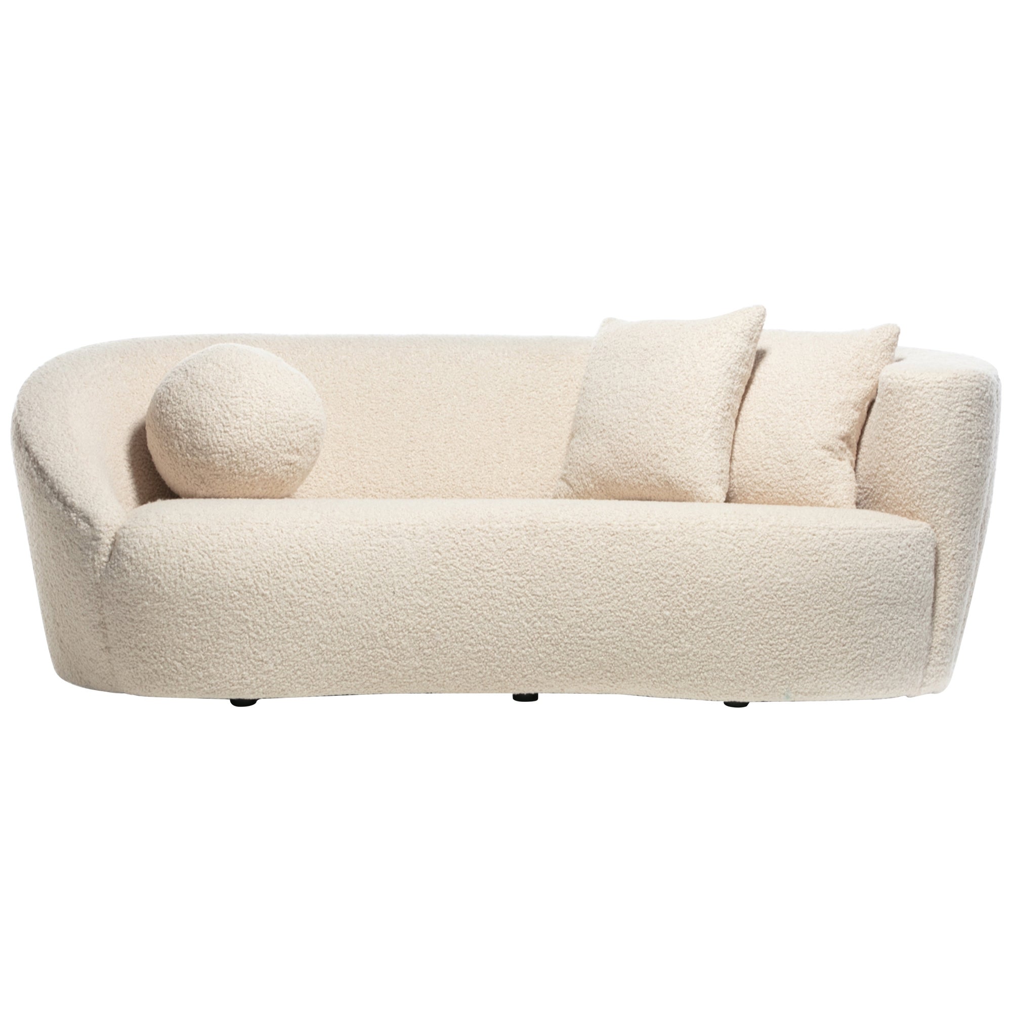 Vladimir Kagan Sofá Nautilus en bouclé blanco marfil de Directional, c. 1990