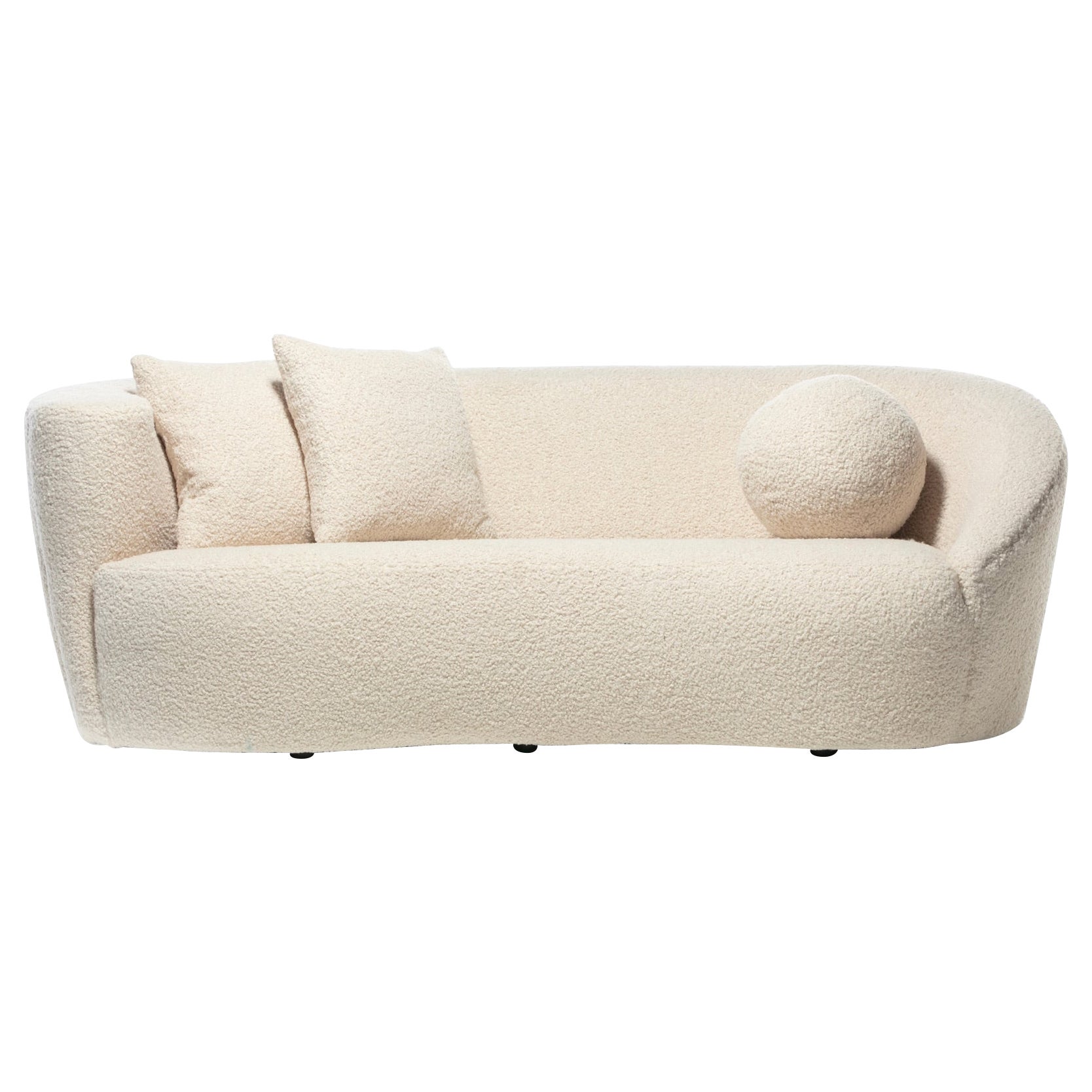 Vladimir Kagan Nautilus Sofa in Ivory White Bouclé by Directional, c. 1990