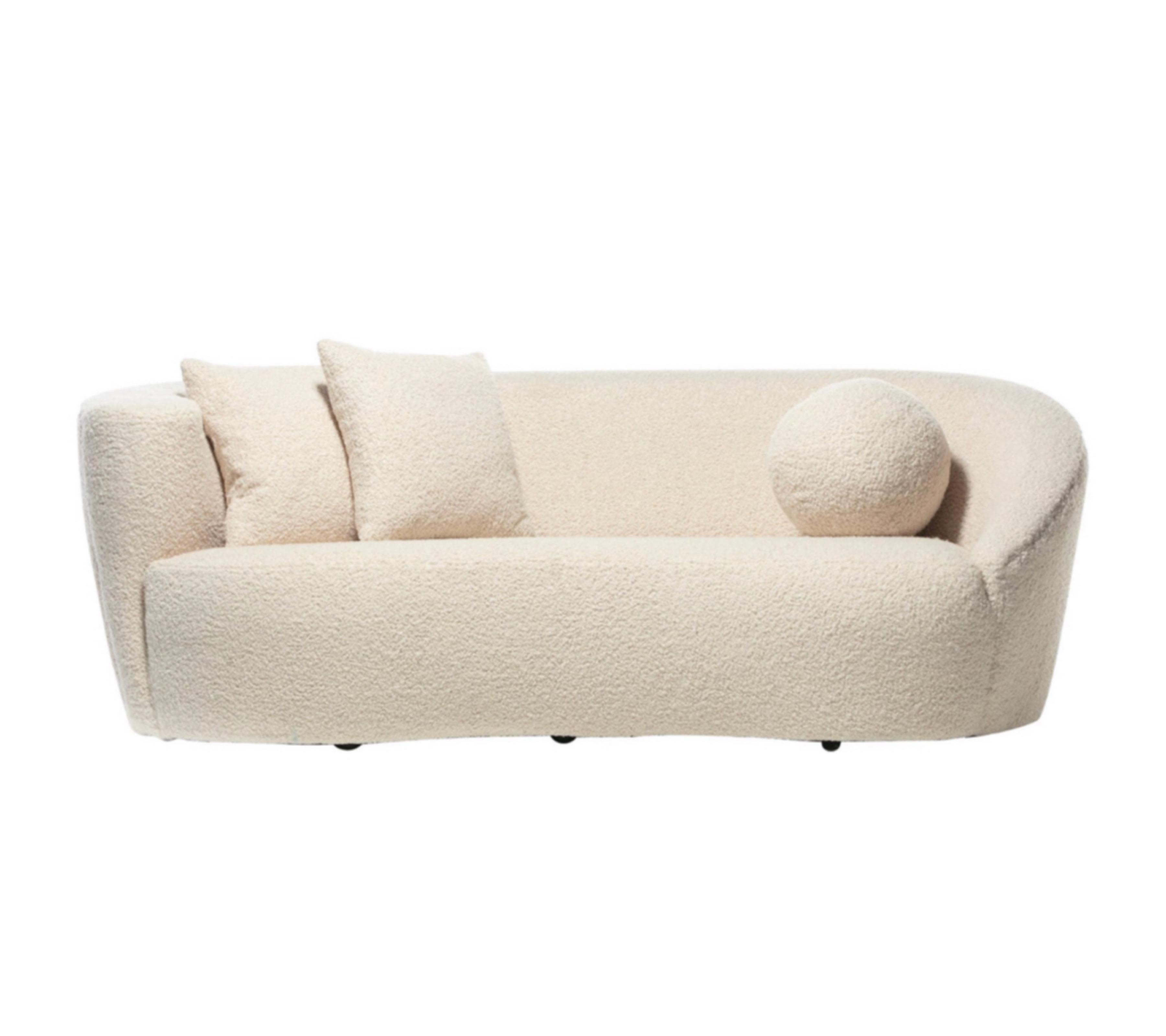 Vladimir Kagan Nautilus Sofa aus elfenbeinweißem Bouclé von Directional, um 1990
