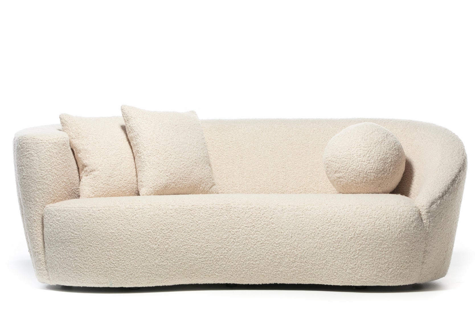 Vladimir Kagan Nautilus Sofa in Ivory White Bouclé by Directional, c. 1990
