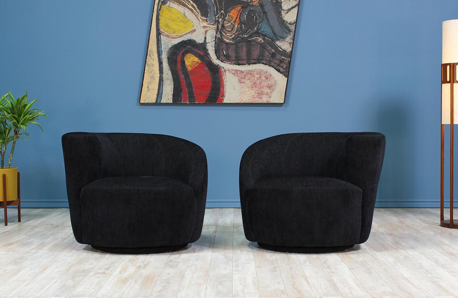 Vladimir Kagan “Nautilus” Swivel Club Chairs for Directional In Excellent Condition In Los Angeles, CA