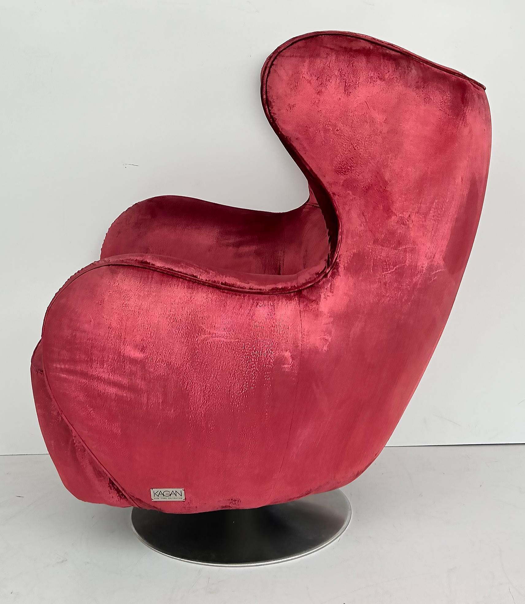 Chaise pivotante de la collection New York Vladimir Kagan avec tapisserie d'origine en vente 1