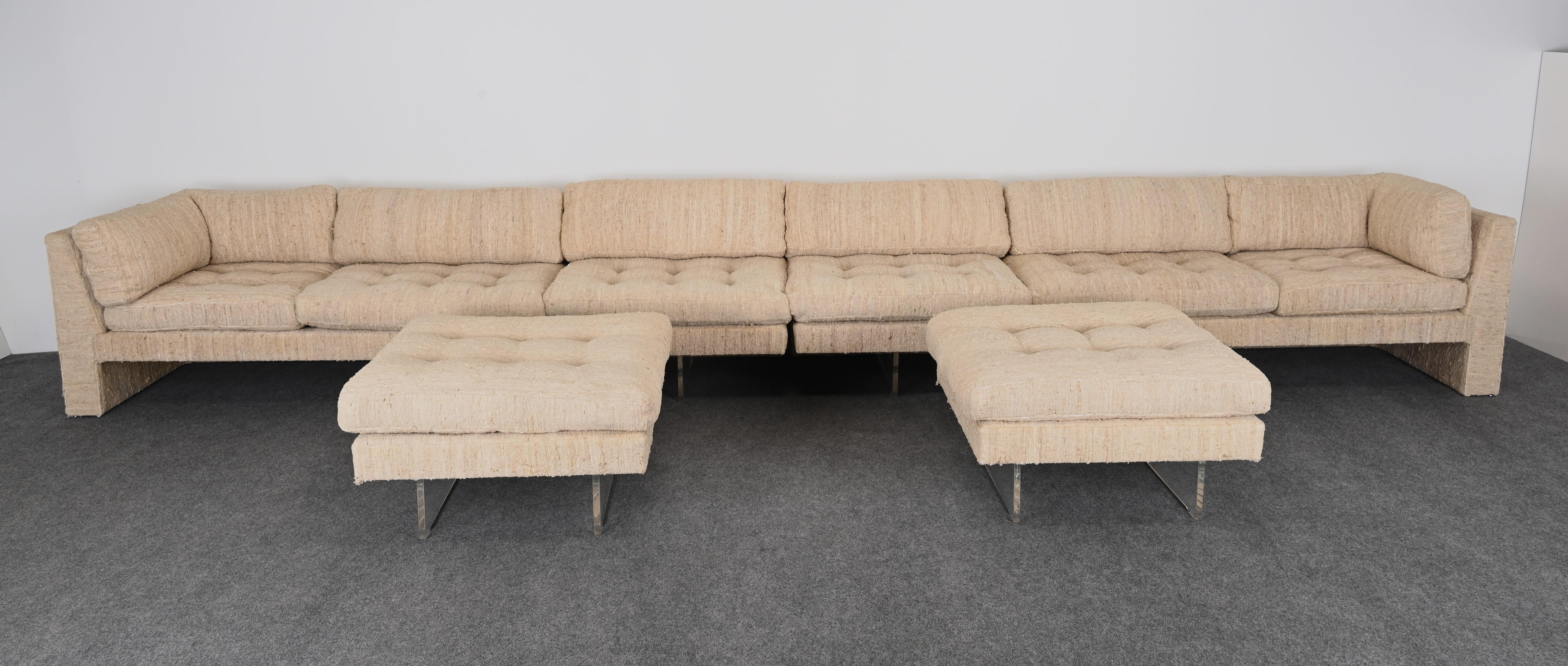 Vladimir Kagan Omnibus I Sectional Sofa with Two Ottomans, 1970s In Good Condition In Hamburg, PA