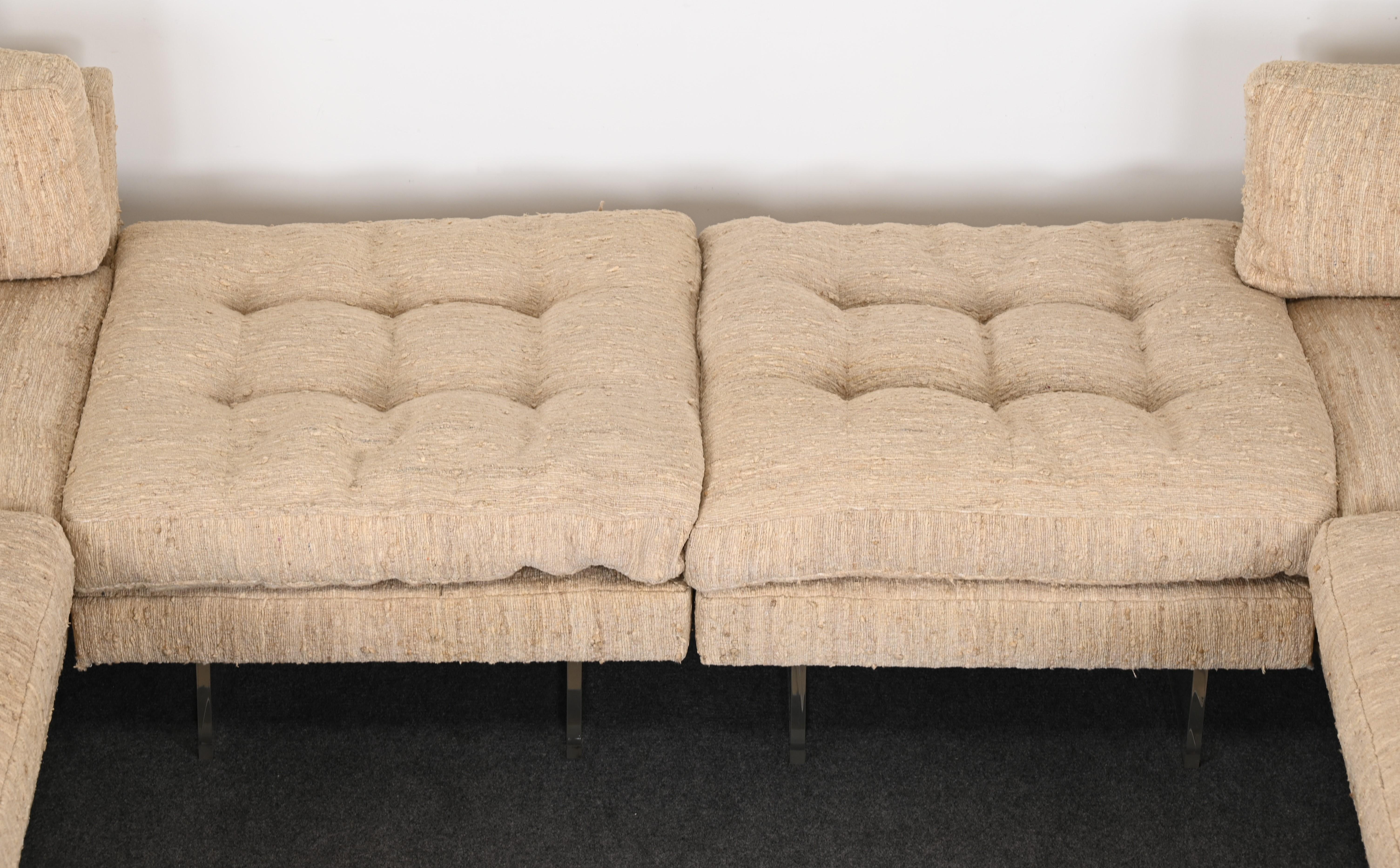 Upholstery Vladimir Kagan Omnibus I Sectional Sofa with Two Ottomans, 1970s