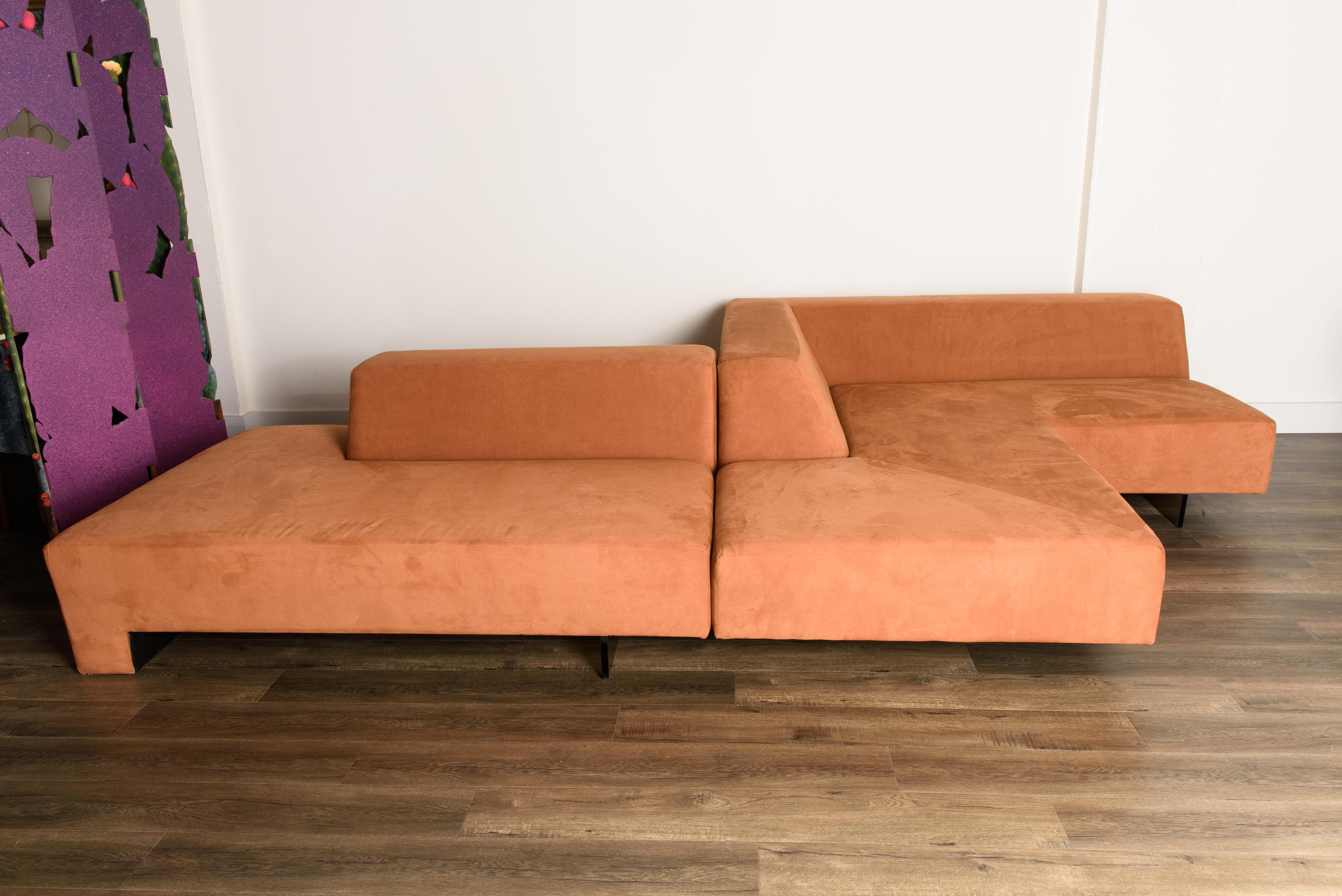 This incredible large sectional sofa is by Vladimir Kagan, called the 'Omnibus' seating system. Designed in the 1960s, the Omnibus has remained as one of the most prolific and unique sectional sofa designs spanning all decades since, celebrated by