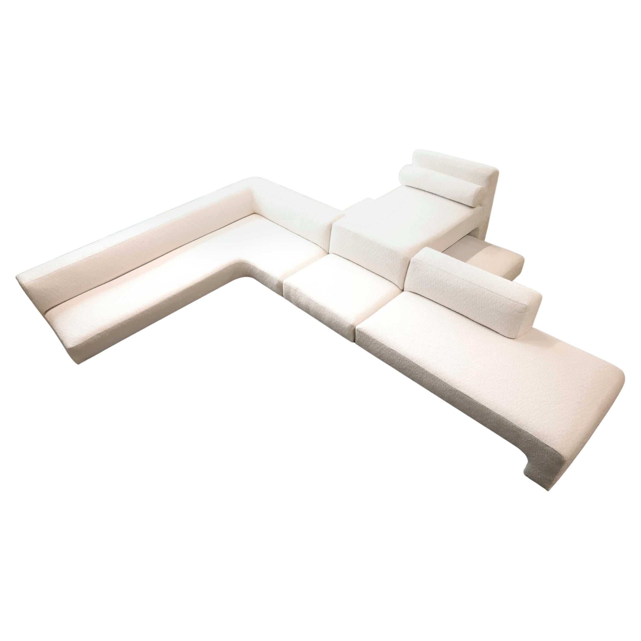 Vladimir Kagan Omnibus Sofa in Holly Hunt Great Outdoors White Boucle'