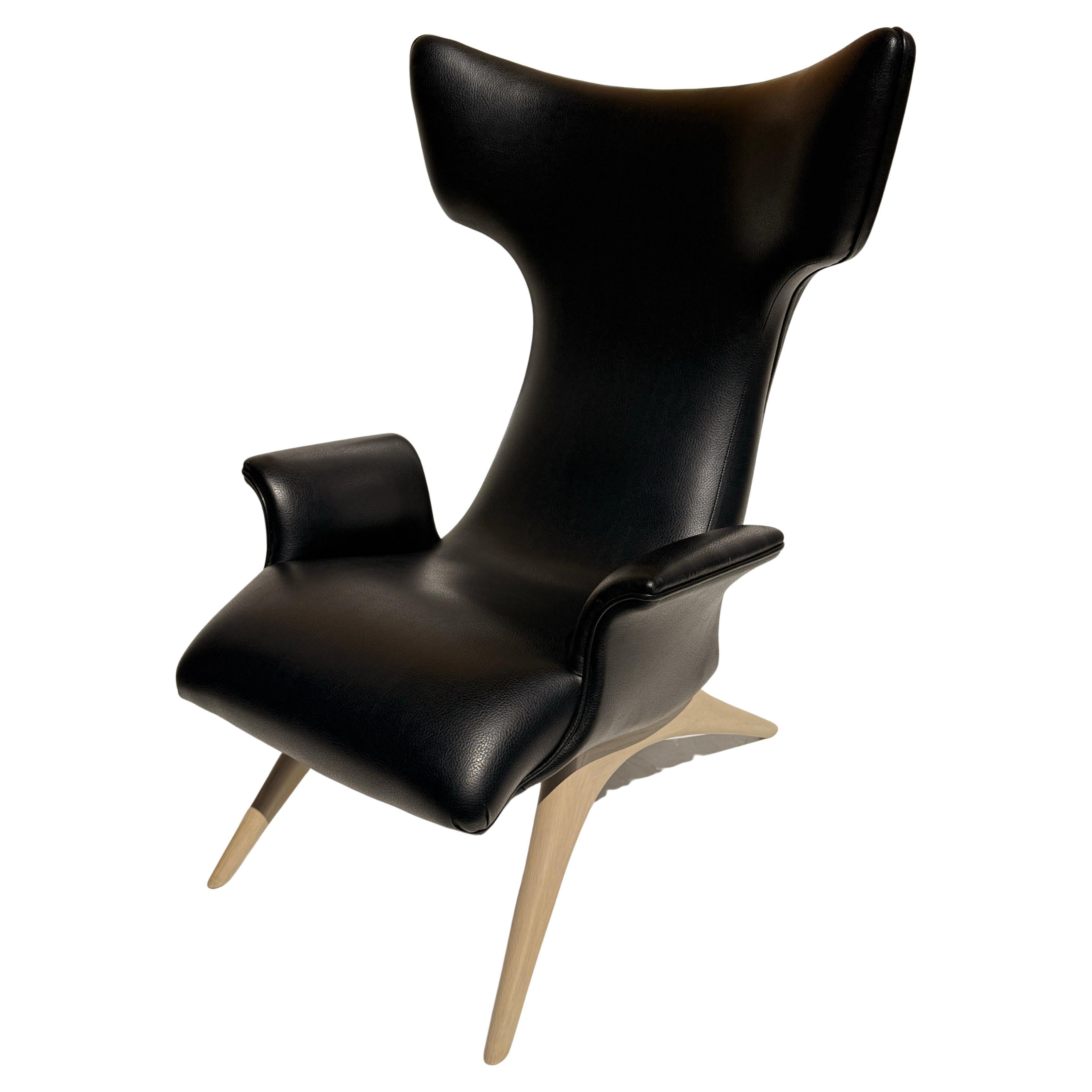 Sedia da salotto Vladimir Kagan Ondine in pelle nera HOLLY HUNT