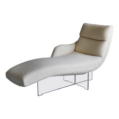 Vladimir Kagan, Organic "Erica" Chaise Lounge, White Fabric, Acrylic, 1970s