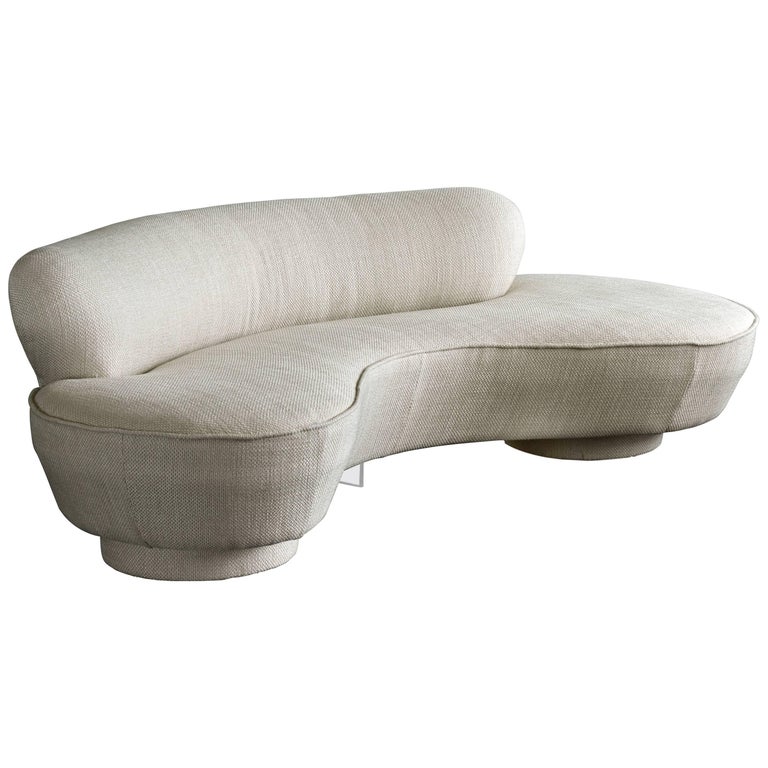 Vladimir Kagan, Organic Sofa Light Grey Chenille Fabric, circa 1975