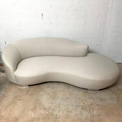 Post Modern Linen Serpentine Kidney "Cloud" Chaise Lounge Sofa